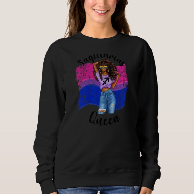 Womens Black Girls Bisexual Pride Sagittarius Quee Sweatshirt (Front)