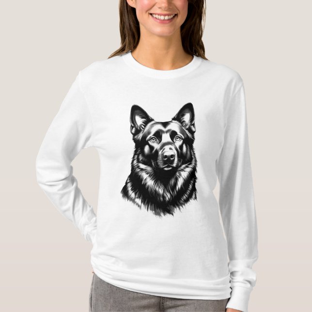 Women's Black GSD Long Sleeve White Tee (Front)