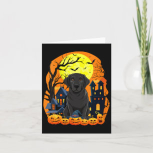 Womens Black Labrador Dog With Pumpkins Funny Y Card