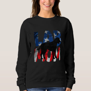 Womens Black Labrador Mum Usa American Flag Yellow Sweatshirt
