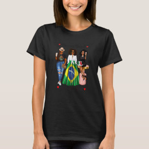 Womens Black Mexican Womens Half Mexican Brazilian T-Shirt