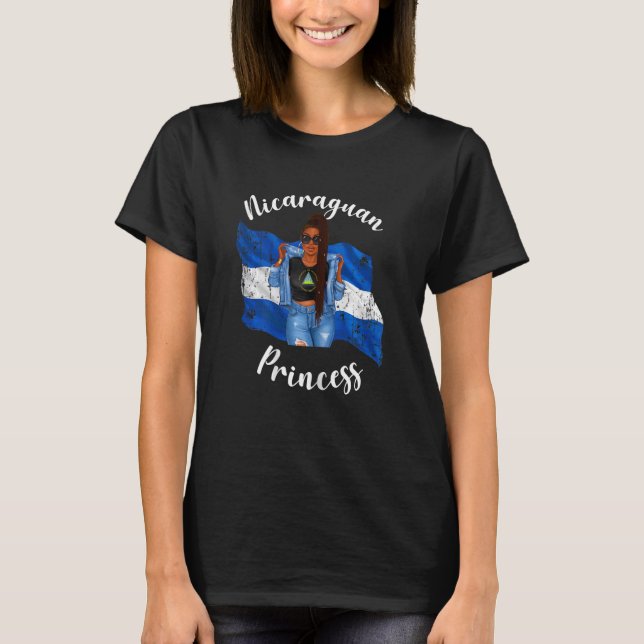 Womens Black Nicaraguan Princess Flag Of Nicaragua T-Shirt (Front)