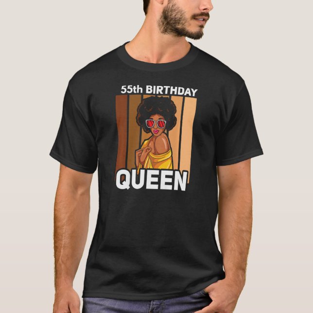 Womens Black Queen 55th Birthday Girl Melanin Wome T-Shirt (Front)