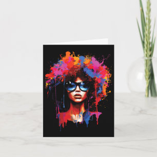 Womens Black Queen Dripping Afro Melanin Juneteent Card