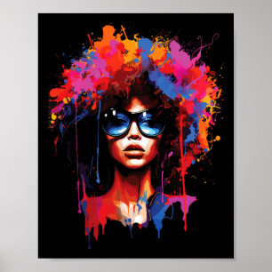 Womens Black Queen Dripping Afro Melanin Juneteent Poster