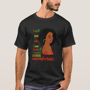 Womens Black Queen Lady Curly Natural Afro America T-Shirt