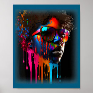 Womens black queen melanin dripping art black poster