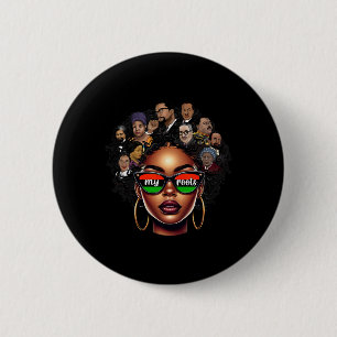 Womens Black Queen Pride Afro Girl Bhm Black Histo 6 Cm Round Badge