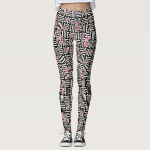 Women's Black Stripe Watercolor Leggings
