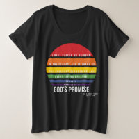 Women's Black T-Shirt Plus Rainbow Circle 
