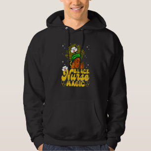 Womens Black Woman Nurse Afro Retro Magic Black Hi Hoodie