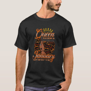 Womens Black Women Queen Was Born In January Happy T-Shirt