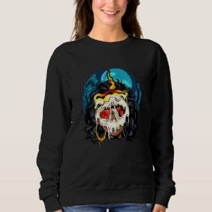 Womens black women wear mask candle and blue moo sweatshirt