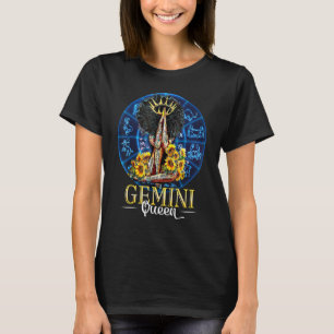 Womens Black Womens Afro Hair Gemini Queen Birthda T-Shirt
