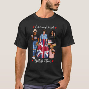 Womens Black Womens British Heritage Half American T-Shirt