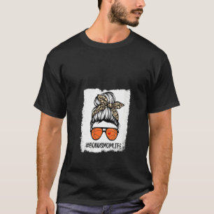 Womens Bleached Basketball Bonus Mum Leopard Messy T-Shirt