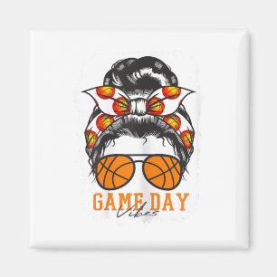 Womens Bleached Basketball Game Day Vibes Mum Mess Magnet
