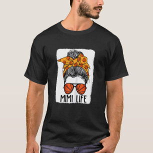 Womens Bleached Basketball Mimi Messy Bun Mom Life T-Shirt