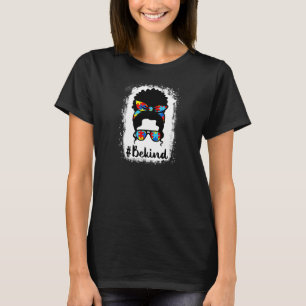 Womens Bleached Be Kind Autism Awareness Black Afr T-Shirt