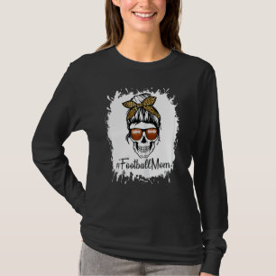 Womens Bleached Football Mum Life With Leopard And T-Shirt