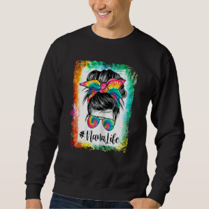 Womens Bleached Nana Life Messy Bun Hair Sunglasse Sweatshirt