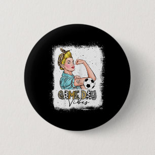Womens Bleached Soccer Game Day Vibes Soccer Mom G 6 Cm Round Badge