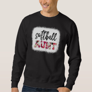 Womens Bleached Softball Aunt Softball Game Day Vi Sweatshirt