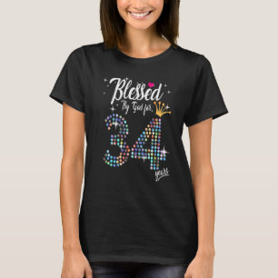 Womens Blessed by God for 34 Years 34th Birthday A T-Shirt