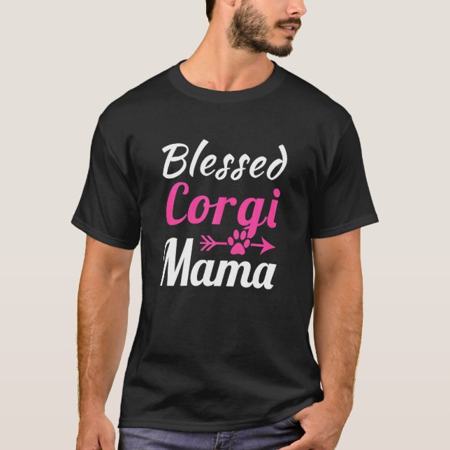 Womens Blessed Corgi Mama T-Shirt (Front)