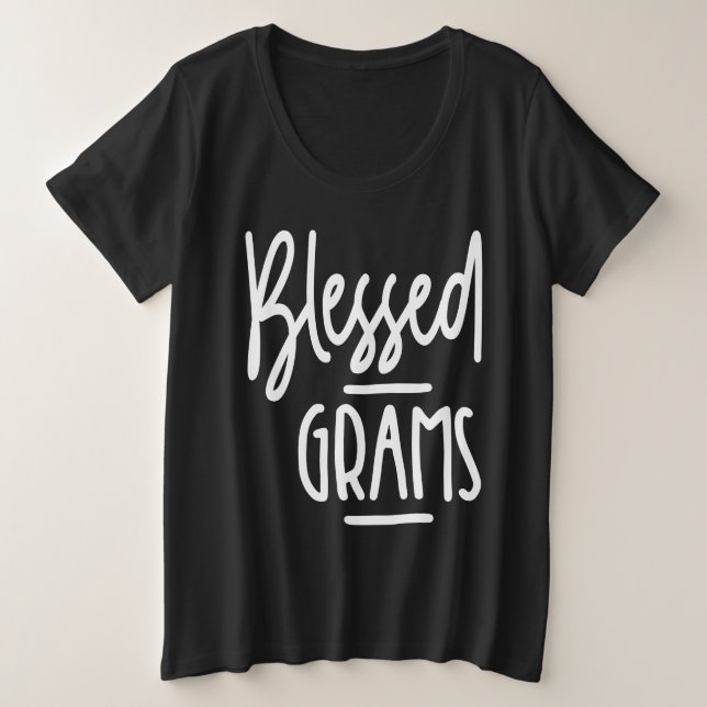 Womens Blessed Grams Grandma Gift Plus Size T-Shirt (Design Front)