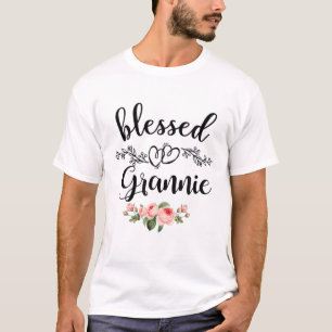 Womens Blessed Grannie Cute Flower Grannie Gift Te T-Shirt