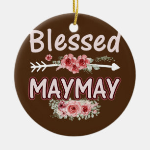 Womens Blessed Maymay Floral Mum Grandma Xmas Ceramic Tree Decoration