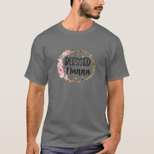 Womens Blessed Nanna Flower Promoted To Grandma Li T-Shirt