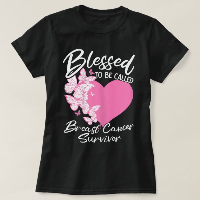 Womens Blessed To Be Called Breast Cancer Survivor T-Shirt (Design Front)
