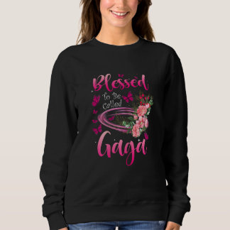 Womens Blessed To Be Called Gaga Floral Grandma Fu Sweatshirt