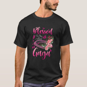 Womens Blessed To Be Called Gaga Floral Grandma Fu T-Shirt