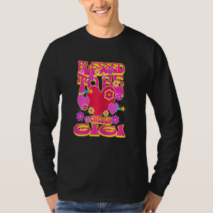 Womens Blessed To Be Called Gigi Heart Groovy Flow T-Shirt