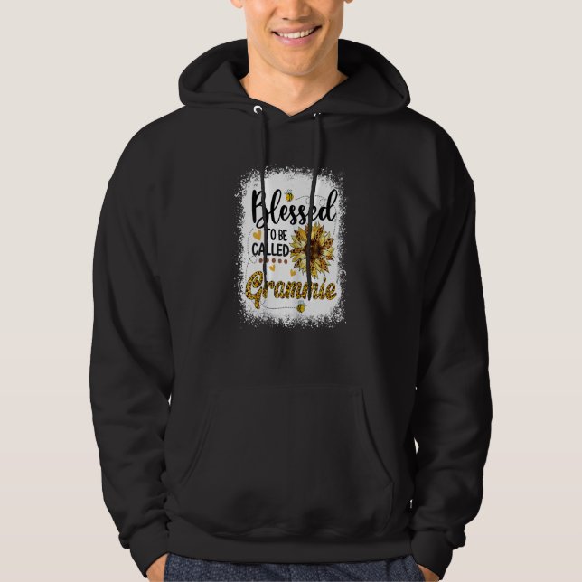 Womens Blessed To Be Called Grammie Sunflower Moth Hoodie (Front)