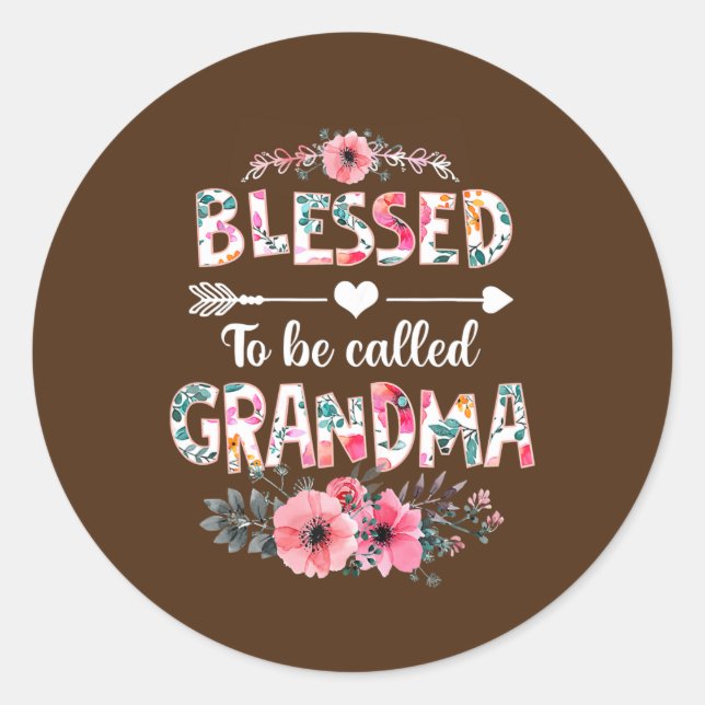 Womens Blessed To Be Called Grandma Funny Grandma Classic Round Sticker (Front)
