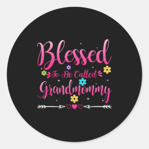Womens blessed to be called grandmommy heart classic round sticker
