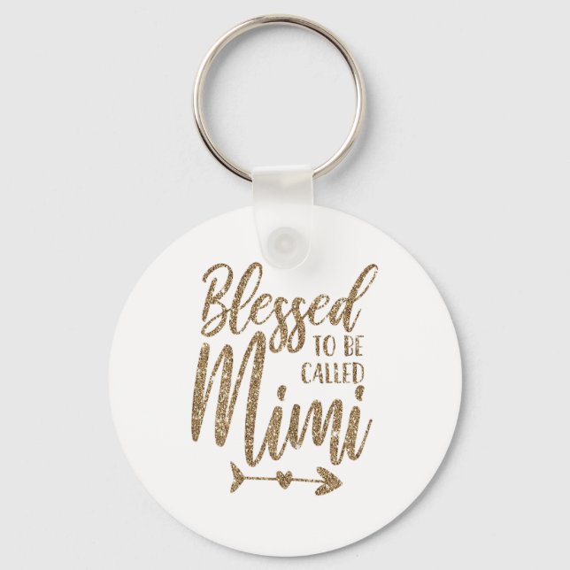 Womens Blessed To Be Called Mimi Grandma Mors Day Key Ring (Front)