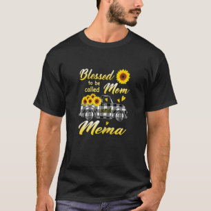 Womens Blessed To Be Called Mum And Mema Sunflower T-Shirt