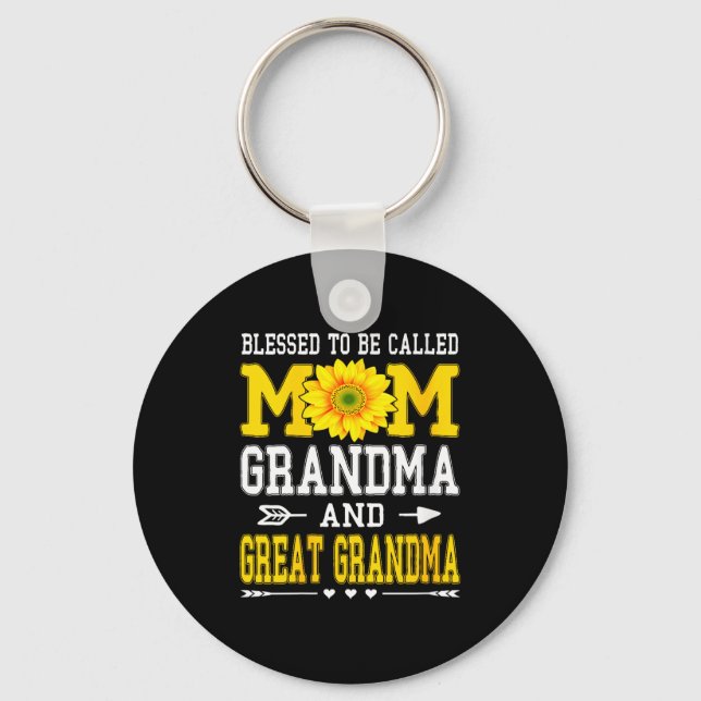 Womens blessed to be called mum grandma great key ring (Front)
