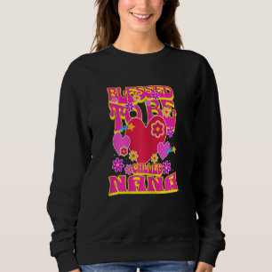 Womens Blessed To Be Called Nana Heart Groovy Flow Sweatshirt
