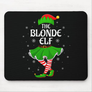 Womens Blonde Elf Christmas Family Girls Women Elf Mouse Pad