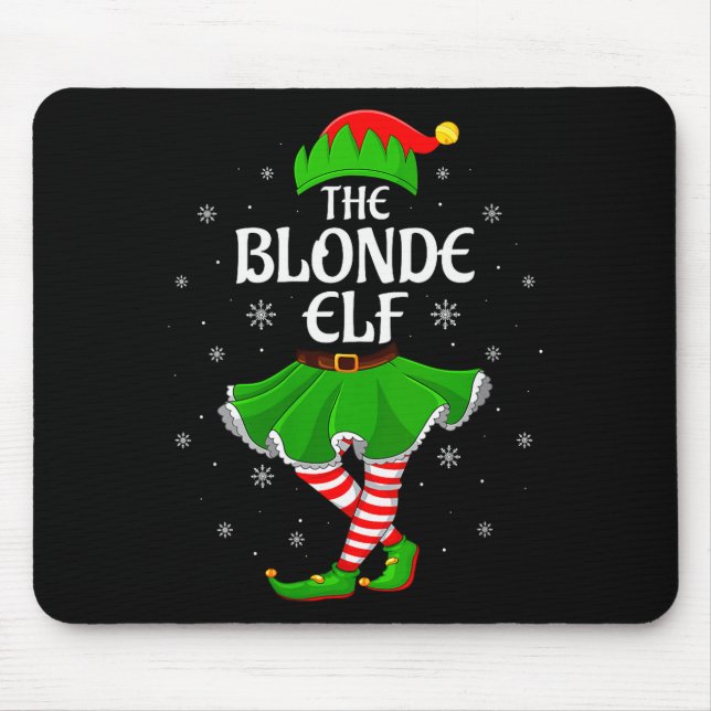 Womens Blonde Elf Christmas Family Girls Women Elf Mouse Pad (Front)