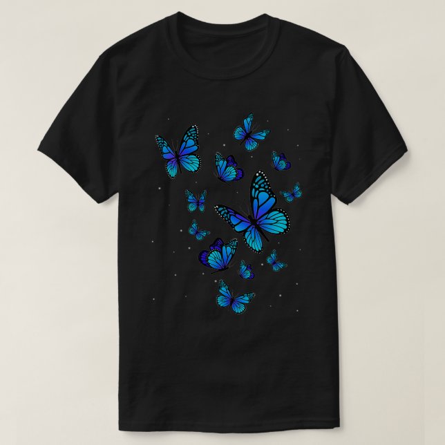 Womens Blue Butterfly Art Garden Beautiful Butterf T-Shirt (Design Front)