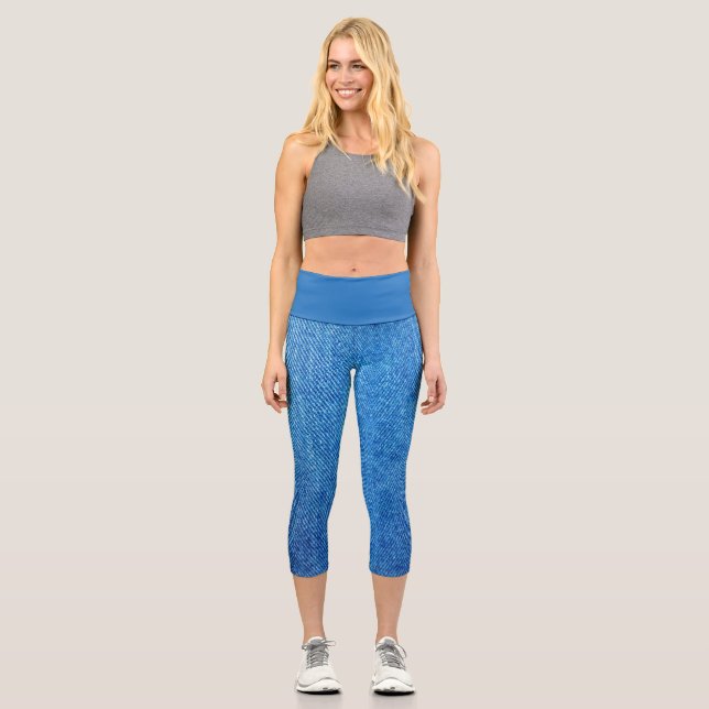 Women's Blue Capri Leggings (Front)