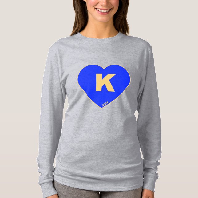 Women's Blue & Gold K-Heart long-sleeve t-shirt (Front)