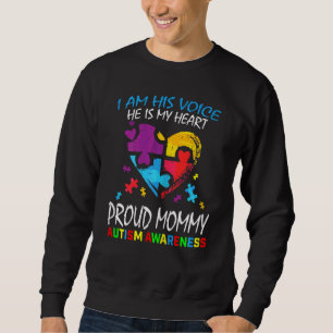 Womens Blue Proud Mummy Autism Awareness Mum Son I Sweatshirt